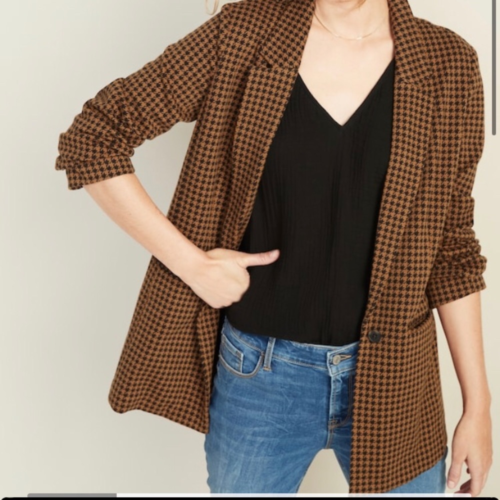 Old Navy Houndstooth Longline Blazer Small